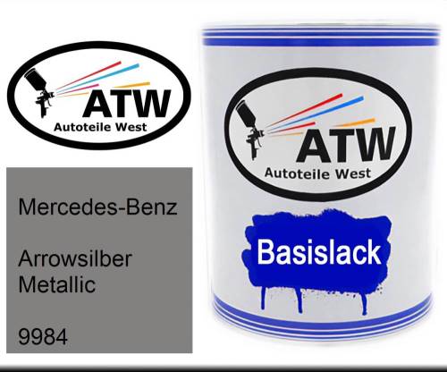 Mercedes-Benz, Arrowsilber Metallic, 9984: 1L Lackdose, von ATW Autoteile West.